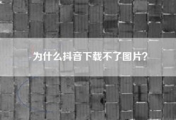 为什么抖音下载不了图片？