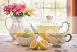 快手可以搜到抖音的人吗？