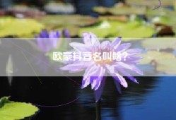 欧豪抖音名叫啥？