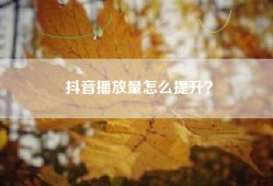 抖音播放量怎么提升？