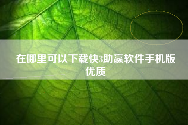 在哪里可以下载快3助赢软件手机版
优质  第21张